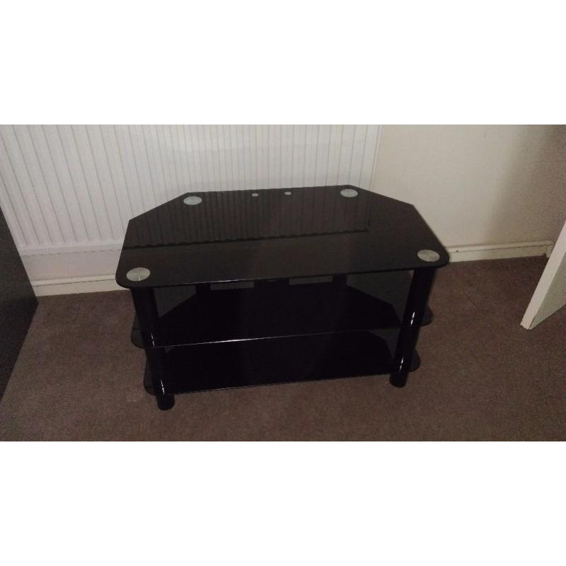 Black glass TV stand