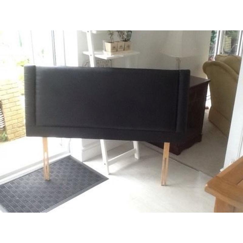 Black leather double size headboard