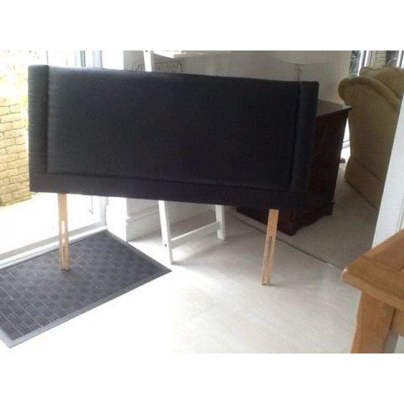 Black leather double size headboard