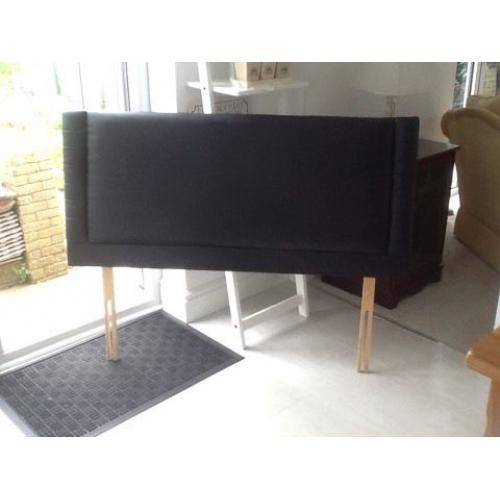 Black leather double size headboard