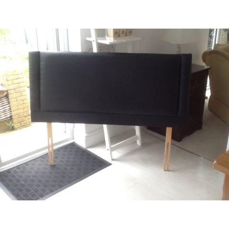 Black leather double size headboard