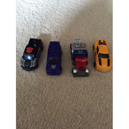 Transformer die cast cars. Bumblebee, Optimus prime, soundwave, ironhide