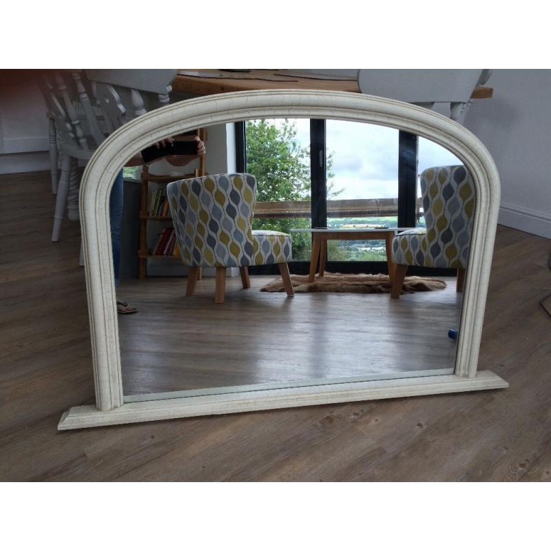 Large cream mantle mirror