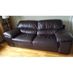 Lovely dark brown leather 3 seater sofa in excellent condition