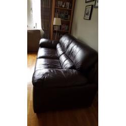 Lovely dark brown leather 3 seater sofa in excellent condition