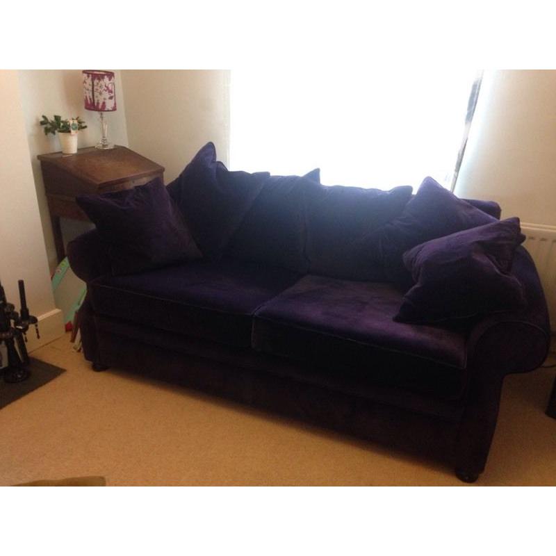 Beautiful deep purple velvet sofa