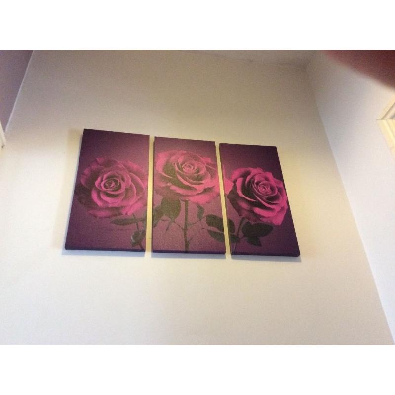 Purple 3 Section Flower Canvas