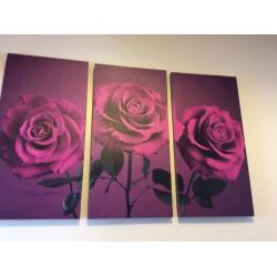 Purple 3 Section Flower Canvas