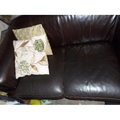 Brown Leather Two Seater Sofa