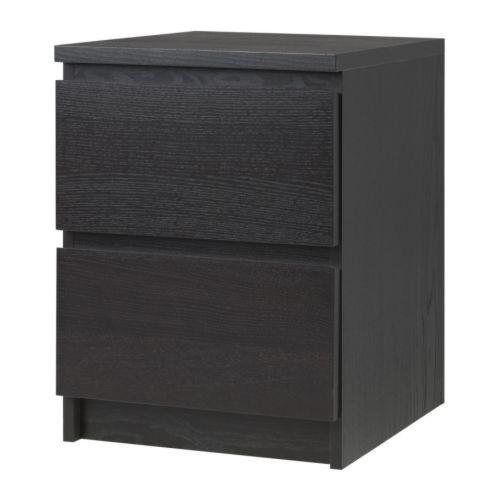 Ikea Chest of 2 drawers, black-brown