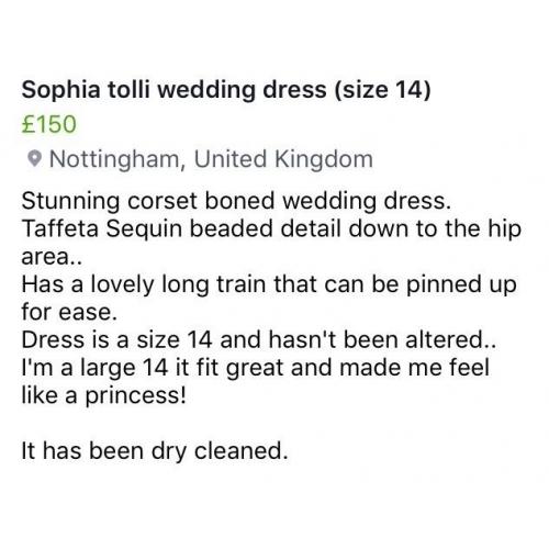 Sophia tolli wedding dress size 14