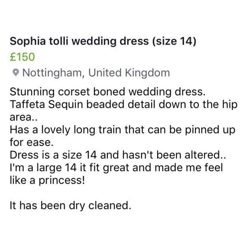 Sophia tolli wedding dress size 14