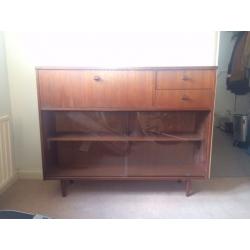 Vintage glass fronted shelving cabinet/bureau