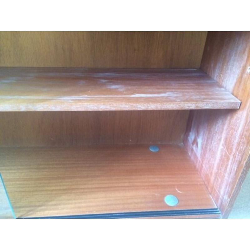 Vintage glass fronted shelving cabinet/bureau