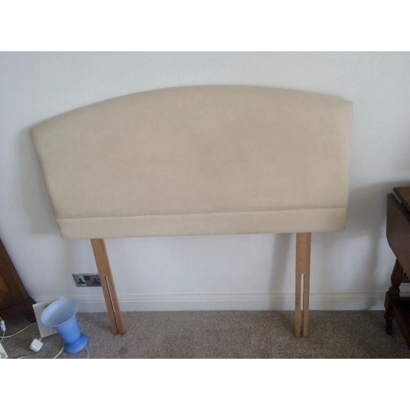 Cream Headboard 4ft in Suede Effect