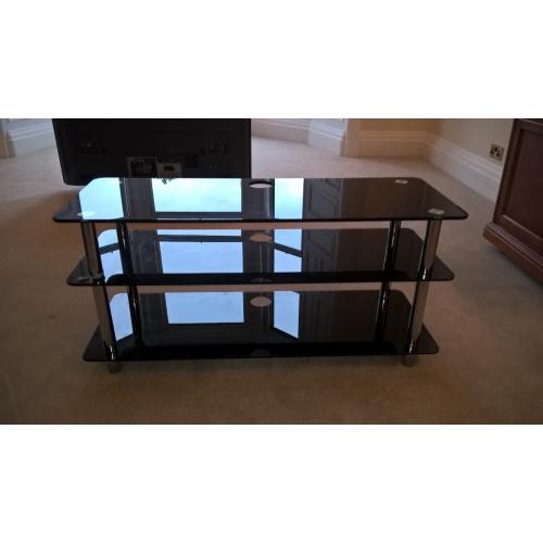Black glass TV and DVD Player stand
