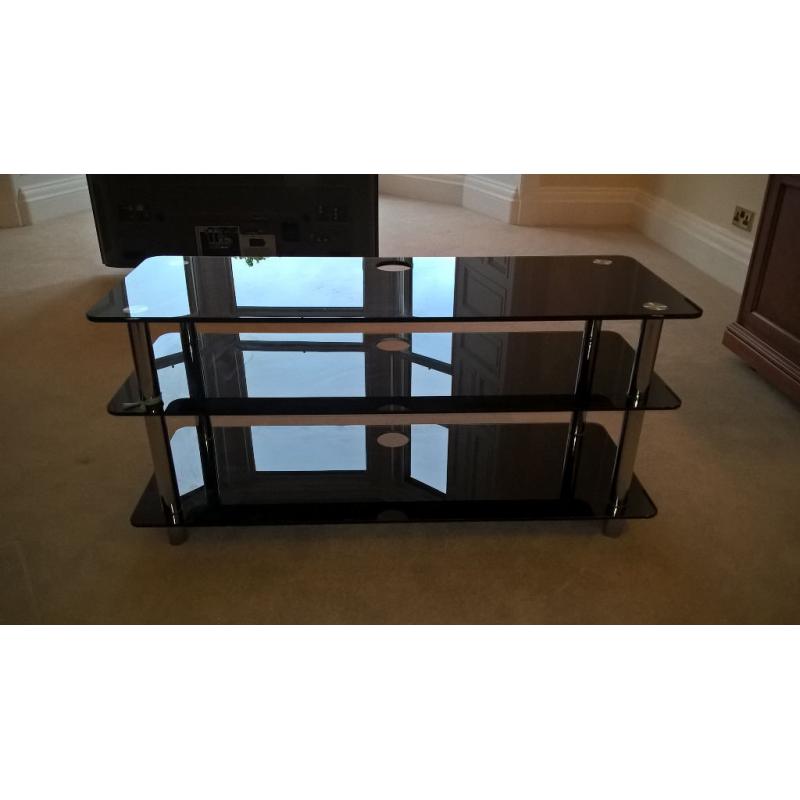 Black glass TV and DVD Player stand