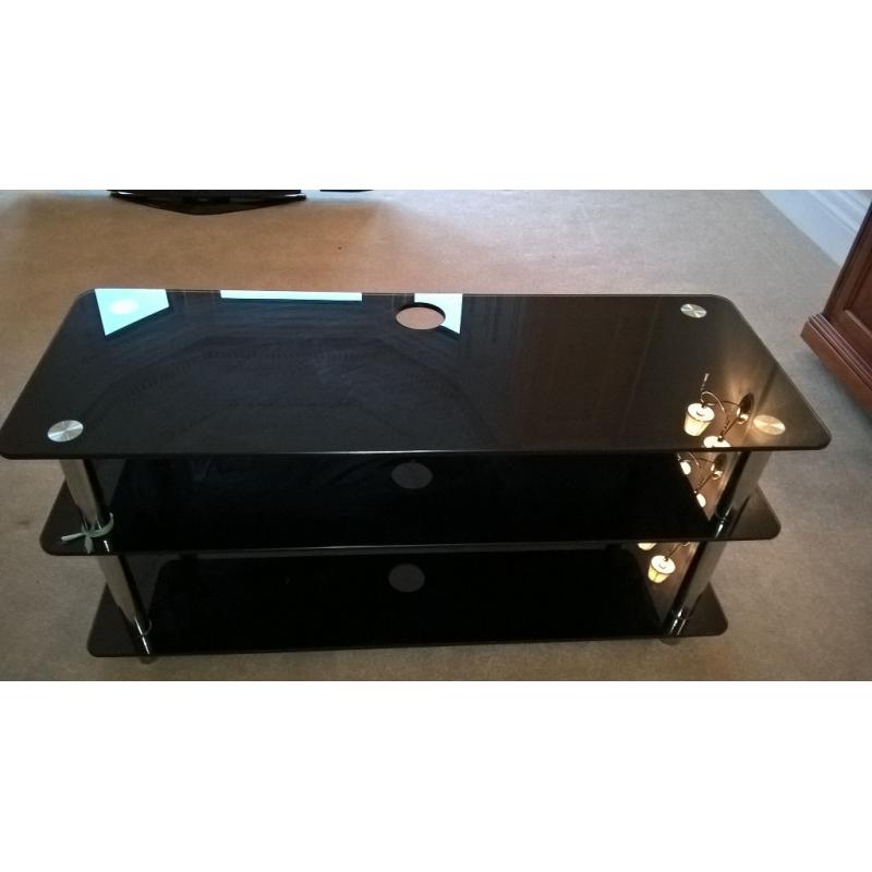Black glass TV and DVD Player stand