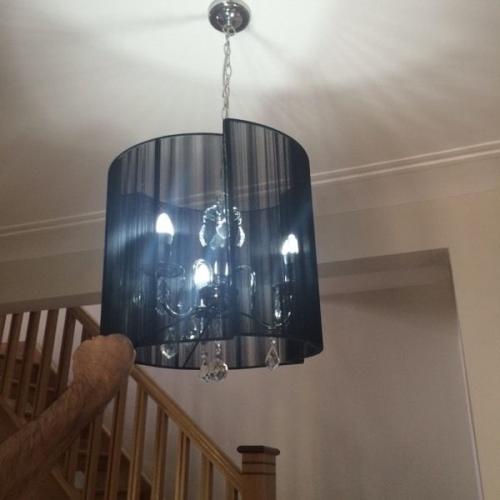 3 light chandelier with black shade