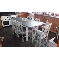 Shabby chic table that extendeds 6 chairs + bookcase + 4 drawer unite all professionally done