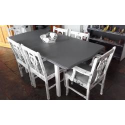 Shabby chic table that extendeds 6 chairs + bookcase + 4 drawer unite all professionally done