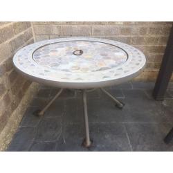 Mosaic tiles fire pit and drinks table