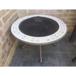 Mosaic tiles fire pit and drinks table