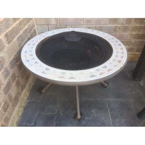 Mosaic tiles fire pit and drinks table