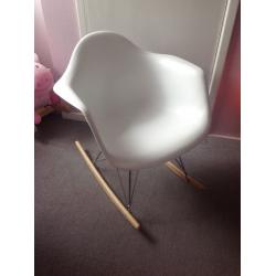 Eames inspired white plastic rocking chair