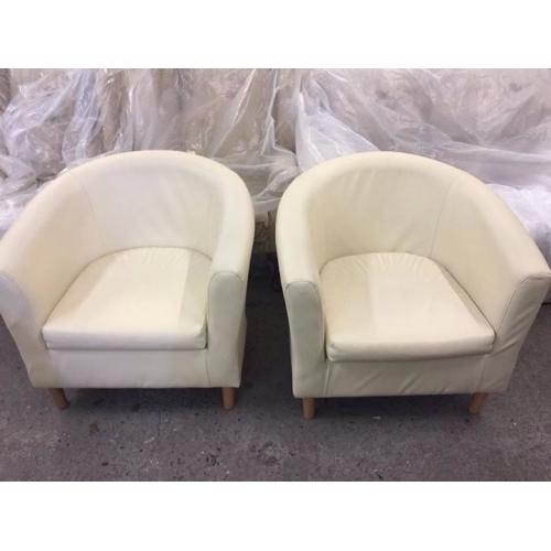 White leather tub chairs