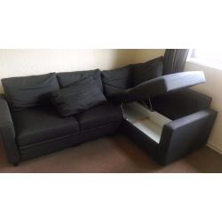Fabric charcoal Double sofa bed, with storage.