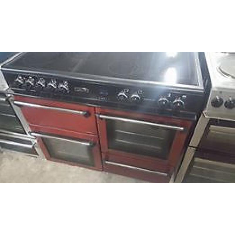 c535 red leisure 100cm ceramic electric range cooker comes with warranty can be delivered or collect