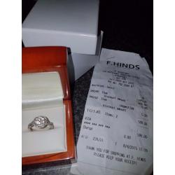 9ct white gold diamond ring size n
