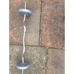 Weights bench/multi gym and squat rack with weights and bars