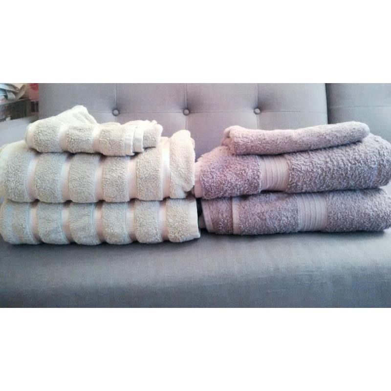 *bale* (no3) of x6 bath, lge bath + hand towel set from CHRISTY in beige and in lilac, great cond.