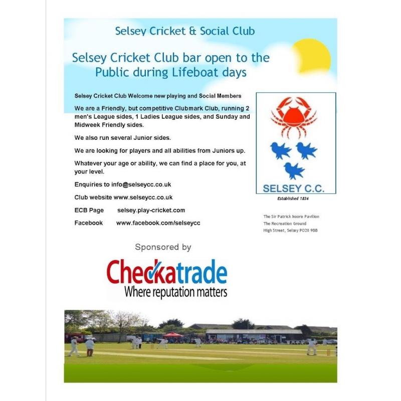 Selsey RNLI weekend at Selsey Cricket Club