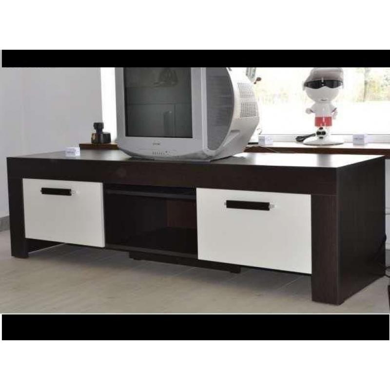 CAESAR Large 2 Door TV Cabinet Plasma Stand Unit Brown-White *NEW*