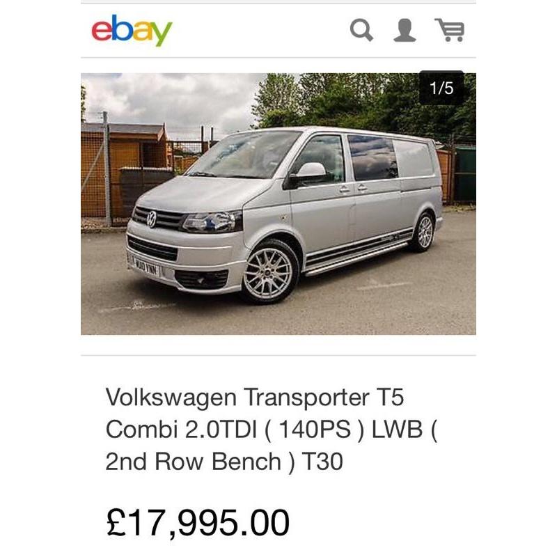 VW T5 Transporter LWB van 2010 plate