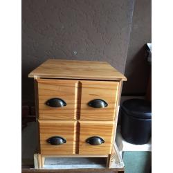 Solid Chunky Pine Bedside Table Cupboard Drawers