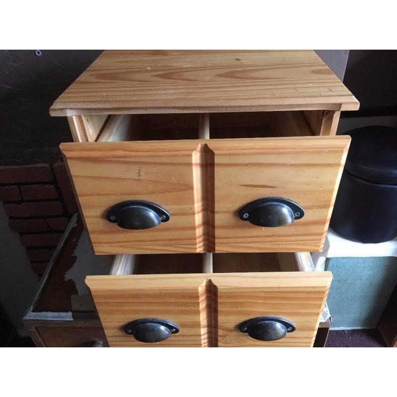 Solid Chunky Pine Bedside Table Cupboard Drawers