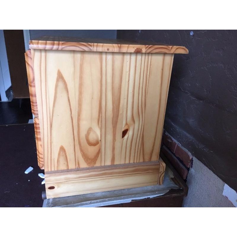 Solid Chunky Pine Bedside Table Cupboard Drawers