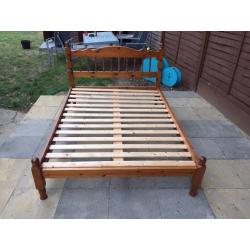 antique pine bed with headboard