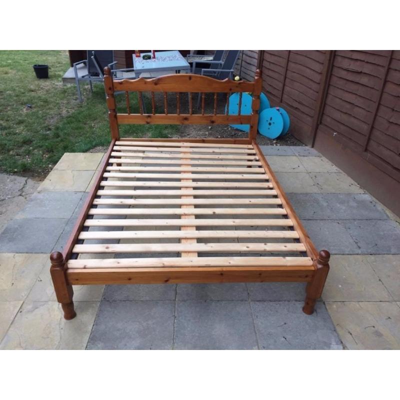 antique pine bed with headboard