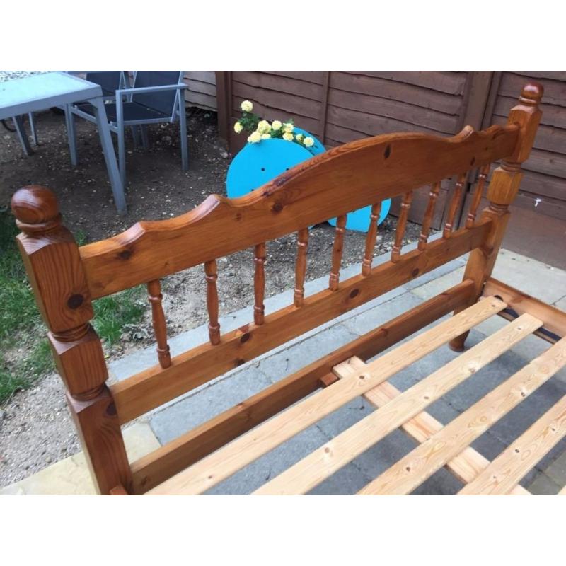 antique pine bed with headboard