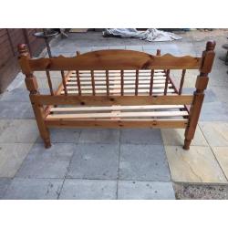 antique pine bed with headboard