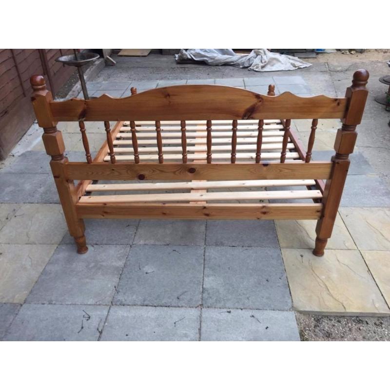 antique pine bed with headboard