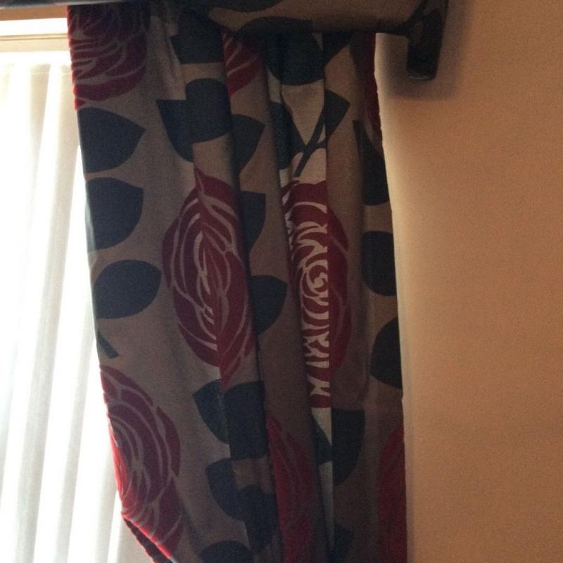 Red and brown curtains