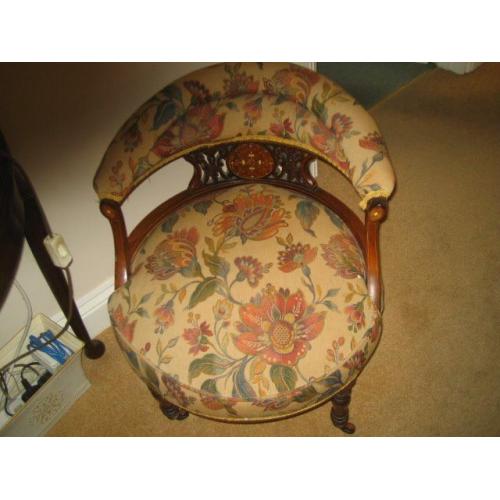 EDWARDIAN NURSING CHAIR MAYBE MAHOGANY WITH IVORY INSETS