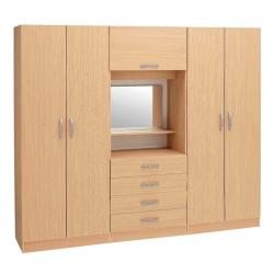 Fully Assembled 4 Door wardrob with Dresser, Mirror, Shelves, Rails BRAND NEW