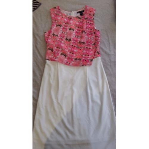 Mango women’s pink floral & cream sleeveless summer dress size EUR S – brand new!